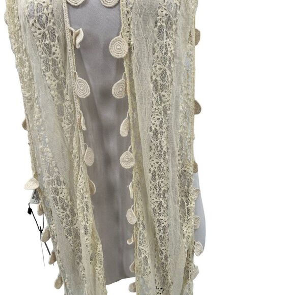 NWT Pier 1 Imports Scarf Nylon Blend Cream Dangle Doilies Boho Chic - Picture 5 of 16